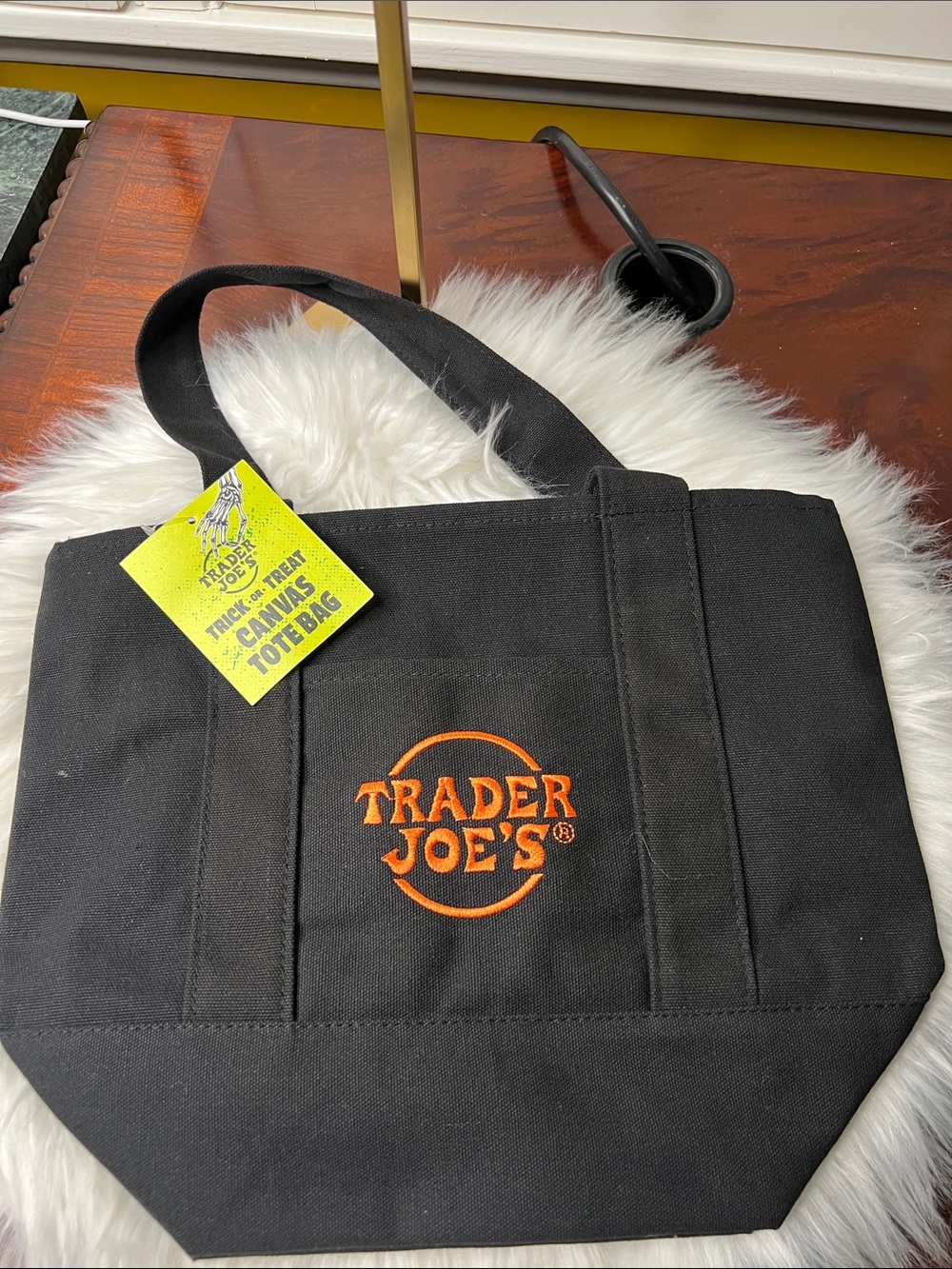 Trader Joe's Reusable Black Canvas Tote Bags 11” H x 13.25” W x 6.25D NWT